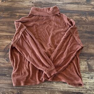 BKE Rust Ribbed Turtleneck Sweater